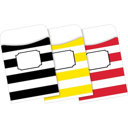 Wide Stripes Peel & Stick Library Pockets, Multi-Design, 30/Pack